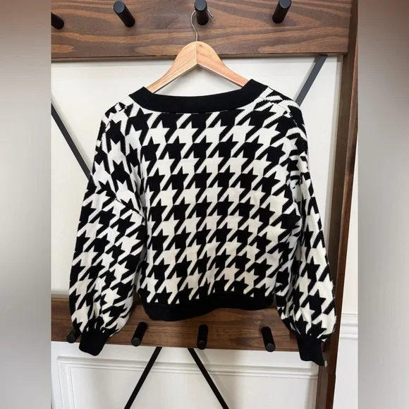 EUC size XS Alice + Olivia Zeina Houndstooth cardigan - Picture 3 of 4
